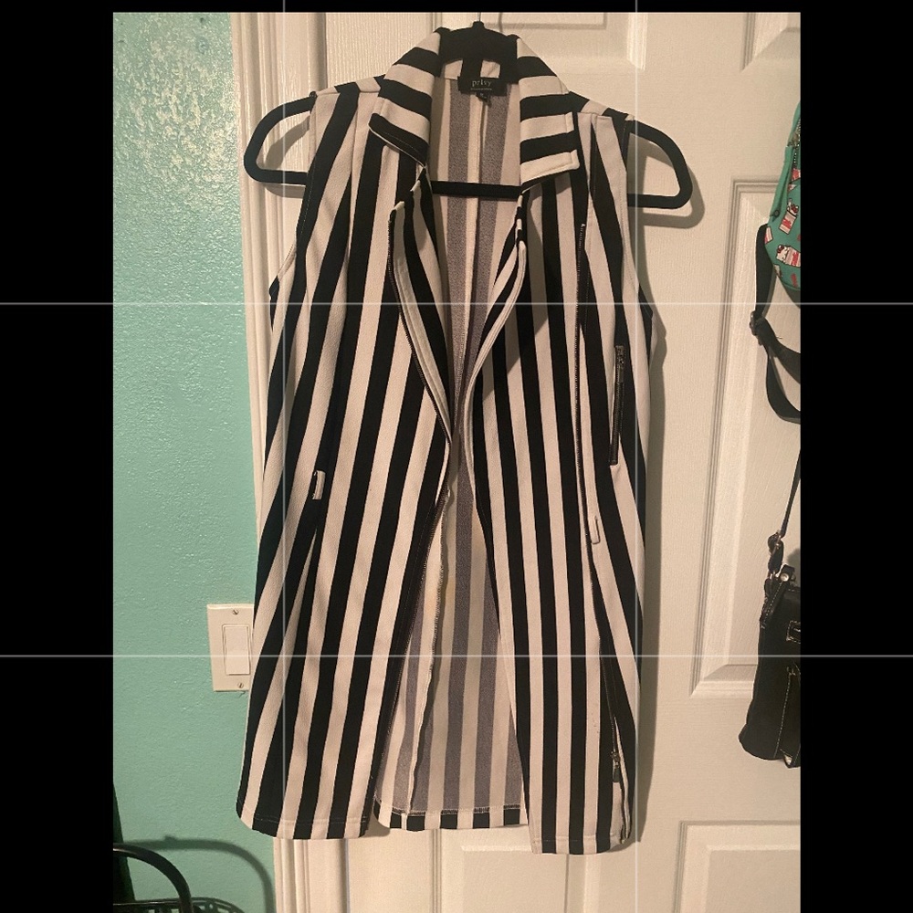 Black & White Stripped Long Vest